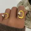 oly-719b9682884378179b8b93ab23ae20a6 Wholesale PVD Coated Real Gold Plated 18K Gold Geometric 304 Stainless Steel IG Style Elegant Simple Style Waterproof Non Tarnish Open Rings