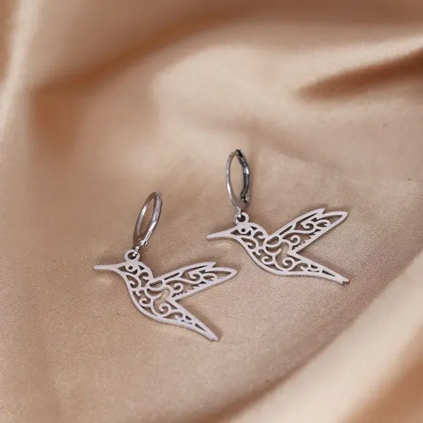 Wholesale PVD Coated Gold Plated Silver Plated Hummingbird 304 Stainless Steel French Style Simple Style Waterproof Non Tarnish Drop Earrings