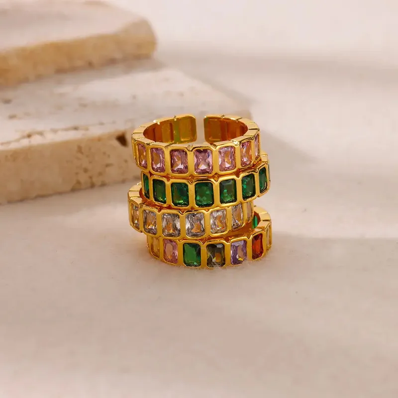 Wholesale Ion Plating (IP) Geometric Elegant Glam Luxurious Waterproof Non Tarnish Rings