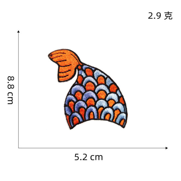 Wholesale Factory self-adhesive cloth stickers colorful mermaid tail embroidery stickers in stock cartoon marine life patch stickers Zhang Zai