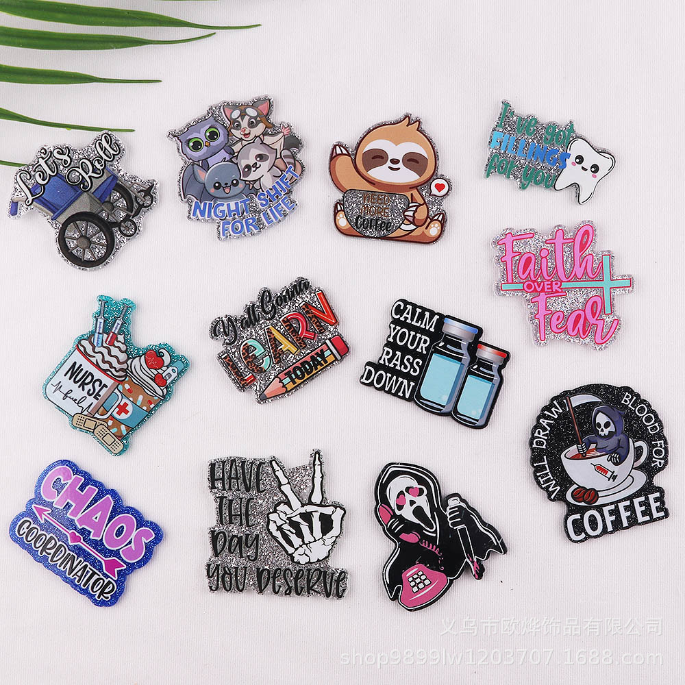 Wholesale New loose wder cartoon organ medical White tooth bag jewelry acrylic pin cute DIY patch aessories