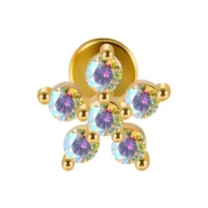 Gold/1.3*1.1cm-6 Grab Opal AB Diamond / 1.2x6mm