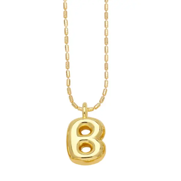 Wholesale Copper Gold Plated Simple Style Letter Pendant Necklace
