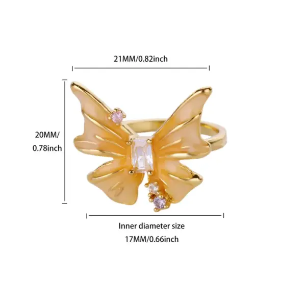 Wholesale 304 Stainless Steel Copper Star Heart Shape Butterfly Electroplating PVD Coated Zircon 18K Gold Plated White Gold Plated Elegant Classical Novelty Plating Open Rings Rings