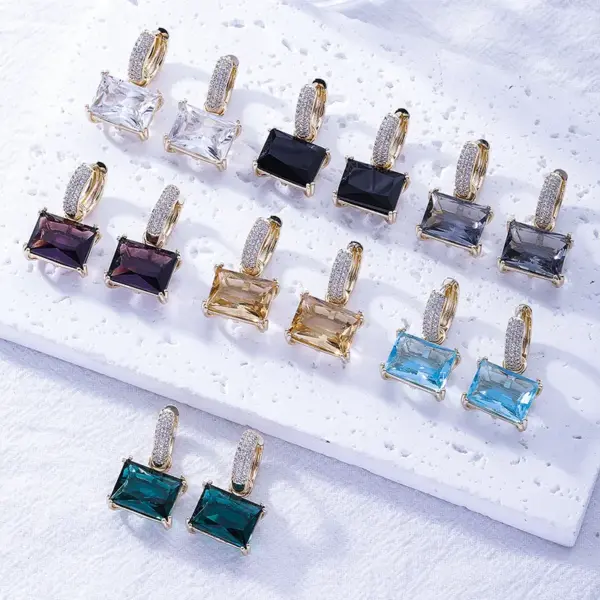 Wholesale 1 Pair Casual Sweet Korean Style Geometric Inlay Copper Zircon Gold Plated Drop Earrings