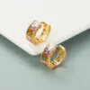 Wholesale Fashion U Shape Inlaid Zircon Alloy Artificial Gemstones Copper Earrings