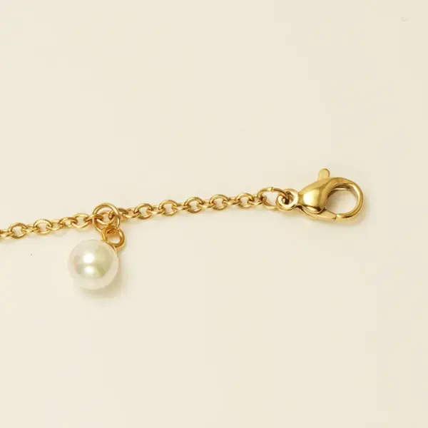 Wholesale 1 Piece Casual Vacation Round 304 Stainless Steel Plating Artificial Pearls PVD Coated PVD Coated 18K Gold Plated Women'S Anklet