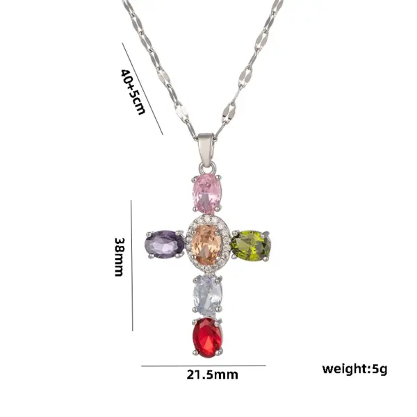 Wholesale Ig Style Simple Style Cross Titanium Steel Copper Zircon Pendant Necklace In Bulk