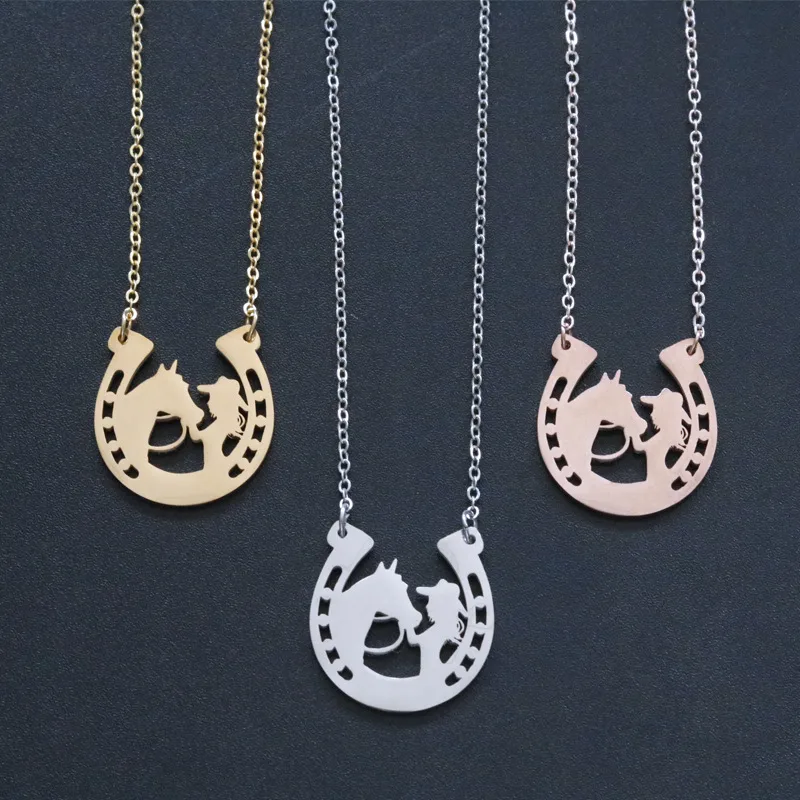Wholesale Stainless Steel Human Animal Horse PVD Coated Titanium Steel Rose Golden Plated Gold Plated Cartoon Style Waterproof Non Tarnish Plating Ros