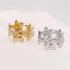 PVD Coated Real Gold Plated 18K Gold Flower 304 Stainless Steel Elegant Vacation Simple Style Waterproof Non Tarnish Open Rings