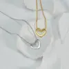 Wholesale 304 Stainless Steel Ferroalloy Heart Shape PVD Coated Stone-Free 18K Real Gold Plated Simple Style Waterproof Non Tarnish Plating Necklace