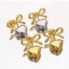 Wholesale Ion Plating (IP) 18K Gold Plated Heart Shape Bow Knot 304 Stainless Steel Elegant Glam Classic Style Waterproof Non Tarnish Drop Earrings