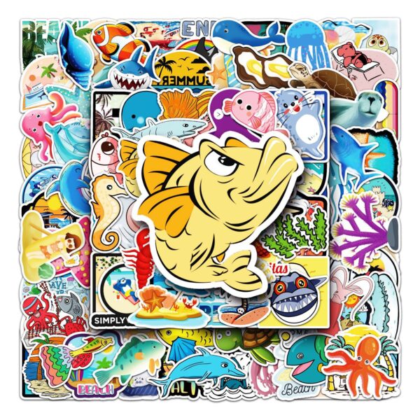 Wholesale 100 sheets of non-repetitive cartoon marine biological cross-border laptop luggage scooter decorative stickers