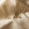 Wholesale Jewelry Simple Style Geometric Round 201 Stainless Steel Rhinestones Birthstone Gold Plated Plating Inlay Pendant Necklace