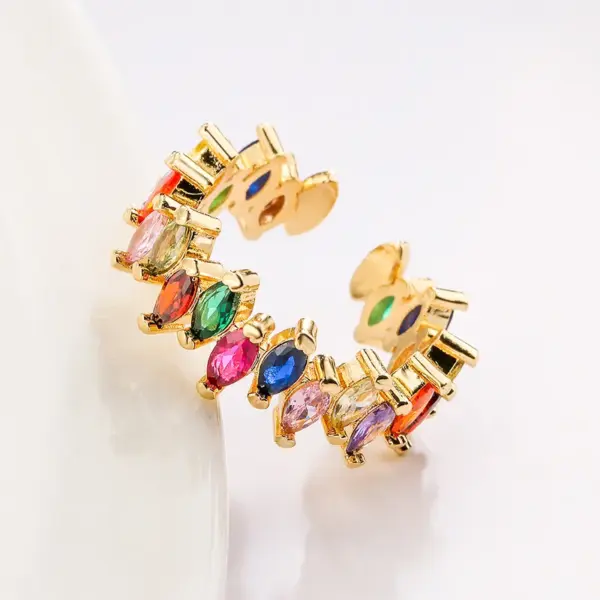 Wholesale Fashion Geometric Copper Gold Plated Zircon Open Ring 1 Piece