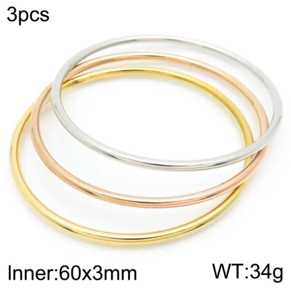 PVD Coated 18K Gold Plated Round Solid Color 304 Stainless Steel Basic Simple Style Classic Waterproof Non Tarnish Titanium Bangle