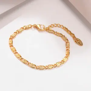 Wholesale PVD Coated Real Gold Plated 18K Gold Geometric 201 Stainless Steel IG Style Casual Simple Style Waterproof Non Tarnish 201 Stainless Steel Bracelets