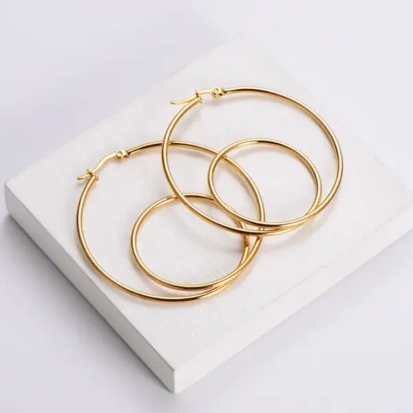 PVD Coated 18K Gold Plated Geometric Stainless Steel Simple Style Waterproof Non Tarnish Earrings