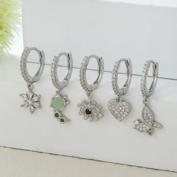 Wholesale 1 Piece Fashion Eye Butterfly Inlaid Zircon Copper Drop Earrings