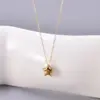 304 Stainless Steel Star PVD Coated 18K Real Gold Plated Elegant Simple Style Waterproof Non Tarnish Plating Cable Chain Pendant Necklace