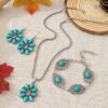Wholesale Cross-border European and American women's new bohemian Retro fashion turquoise drop-shaped necklace earrings bracelet