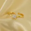 PVD Coated 18K Gold Plated Star Stainless Steel Simple Style Korean Style Waterproof Non Tarnish Open Rings