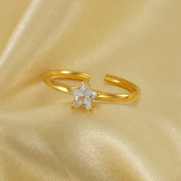 PVD Coated 18K Gold Plated Star Stainless Steel Simple Style Korean Style Waterproof Non Tarnish Open Rings