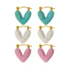 304 Stainless Steel Heart Shape PVD Coated 18K Gold Plated Real Gold Plated 18K Gold Elegant Cute Sweet Waterproof Non Tarnish Plating Light Blue White Pink Earrings