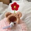 oly-71f0415804ad7e41da65279d4f9e6756 Wholesale Hamster Bear plush cute small hat photography props handmade crocheted pet wool hat Winter Mini