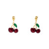 Wholesale Ins Style Red Cherry Collarbone Chain Earrings Jewelry suit Women Cross Border Green Leaf Cherry Pendant Necklace Earrings Accessories