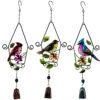 Wholesale Cross-border new house bird cage wind chime iron bird glass handicraft pendant courtyard balcony garden decoration