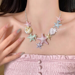 Colorful exaggerated starfish necklace nc25y0228