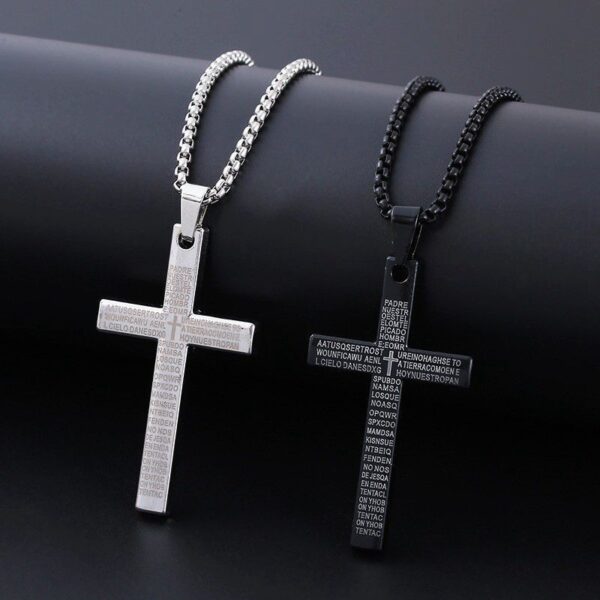 Wholesale European and American New Cross Necklace Men's Scripture Neutral Style Hip Hop Pendant Pendant Necklace Women's Jewelry