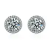Wholesale 1 Pair Copper Imitation Moissanite Moissanite Earrings Round Ear Studs