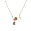 Wholesale Fashion Heart Shape Wine Glass Copper Enamel Plating Inlay Zircon Pendant Necklace 1 Piece
