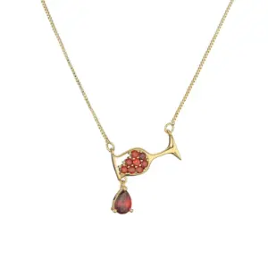 Wholesale Fashion Heart Shape Wine Glass Copper Enamel Plating Inlay Zircon Pendant Necklace 1 Piece