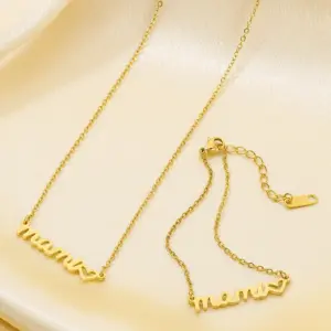PVD Coated 18K Gold Plated Letter Stainless Steel MAMA Waterproof Non Tarnish Bracelets Necklace