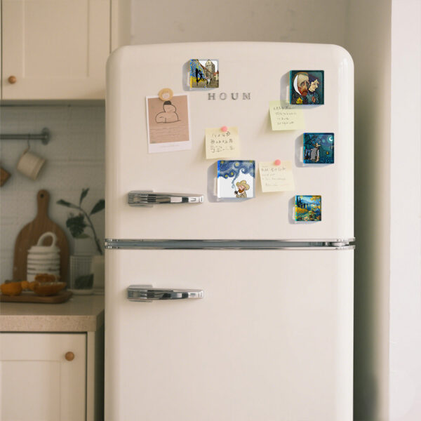 Wholesale Van Gogh Oil Painting Series Acrylic Refrigerator Magnet Home Decoration Creative Cultural and Creative Epoxy Soft Magnet Cross-Border Delivery