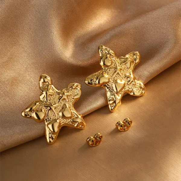 Wholesale 1 Pair Elegant French Style Commute Star Heart Shape 304 Stainless Steel Imitation Gold Electroplating Ear Studs