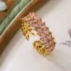 Wholesale Vintage Style Simple Style Commute Leaf Copper Plating Inlay Zircon 18k Gold Plated Open Rings