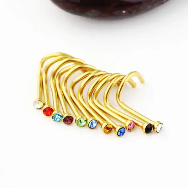 Wholesale Fashion Geometric Stainless Steel Inlay Ear Studs 1 Piece Nose Pin