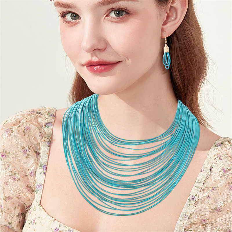 Wholesale European and American Cross-Border New Jewelry, Hand-Woven Necklaces, Fashionable Multi-Layered Women's Clavicle Chains, Personalized Temper