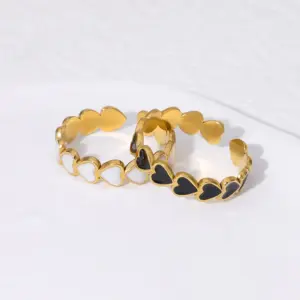 Wholesale PVD Coated Real Gold Plated 18K Gold Heart Shape 304 Stainless Steel Modern Style Simple Style Waterproof Non Tarnish Open Rings