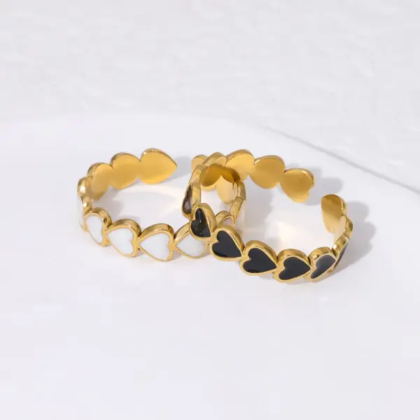 Wholesale PVD Coated Real Gold Plated 18K Gold Heart Shape 304 Stainless Steel Modern Style Simple Style Waterproof Non Tarnish Open Rings