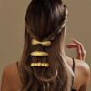 Wholesale European and American Cross-Border Alloy Hairpin Geometric Rectangular Brushed Spring Clip Hairpin Simple Elegant Hair Accessories Hairpin for the Back of the Head