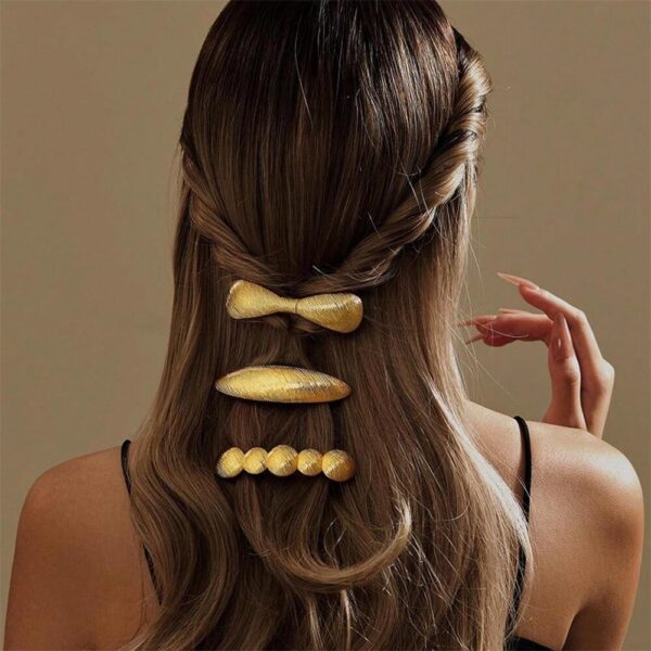 Wholesale European and American Cross-Border Alloy Hairpin Geometric Rectangular Brushed Spring Clip Hairpin Simple Elegant Hair Accessories Hairpin for the Back of the Head
