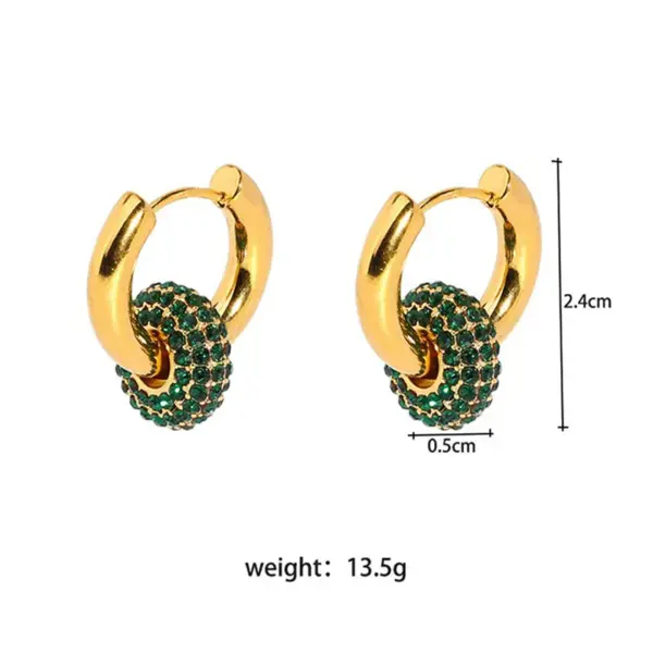 1 Pair Simple Style Round Inlay 201 Stainless Steel Brass Rhinestones Zircon 18K Gold Plated Earrings