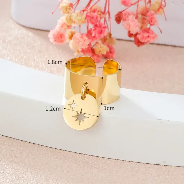 304 Stainless Steel Star PVD Coated 14K Gold Plated 18K Gold Plated Simple Style Classic Style Waterproof Non Tarnish Gold Charm Rings