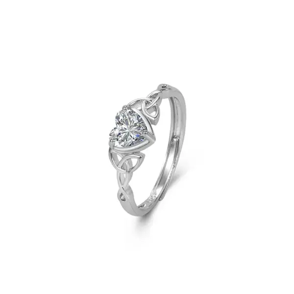 Wholesale Fashion Heart Shape Copper Inlay Zircon Rings 1 Piece