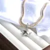 Wholesale Luxurious Simple Style Shiny Star Heart Shape Copper 18k Gold Plated Silver Plated Zircon Pendant Necklace In Bulk